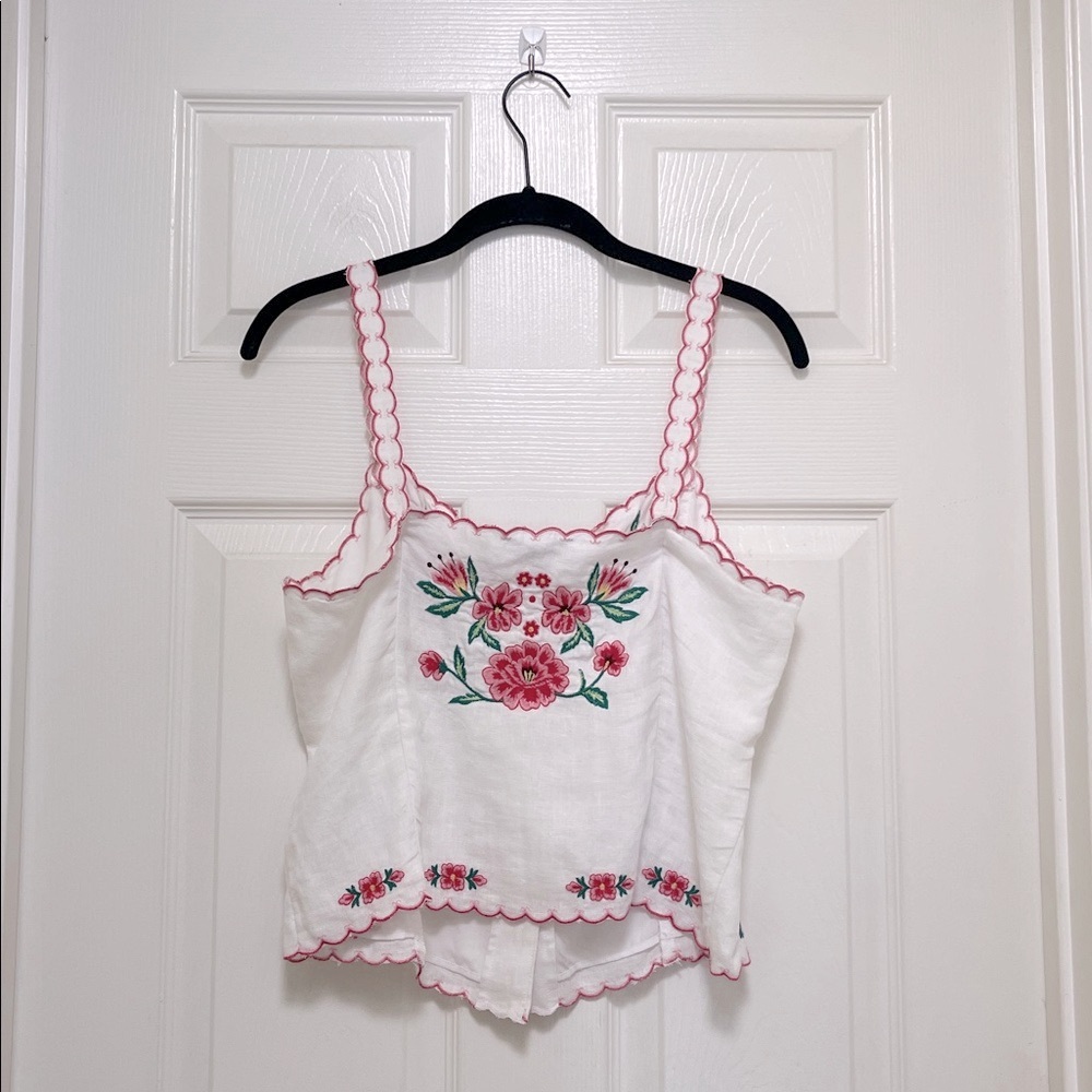 NWT J.Crew Embroidered Tank Top in Linen - Picture 7 of 10